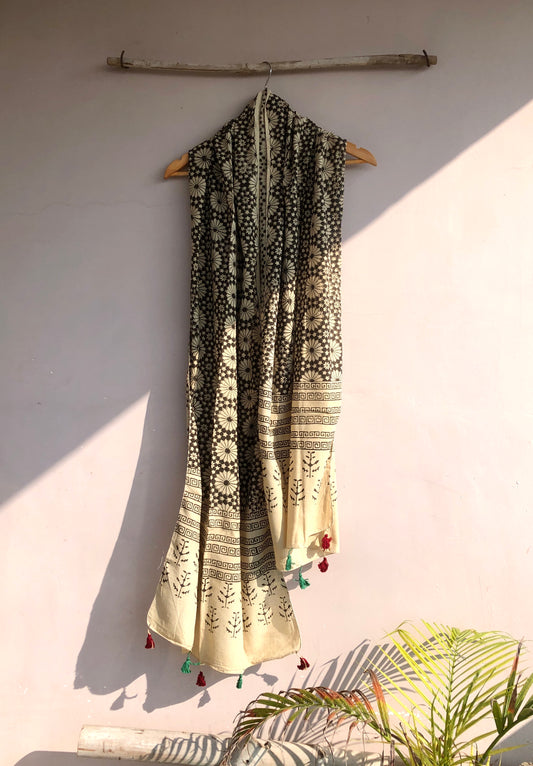 Ivory Block Printed Stole