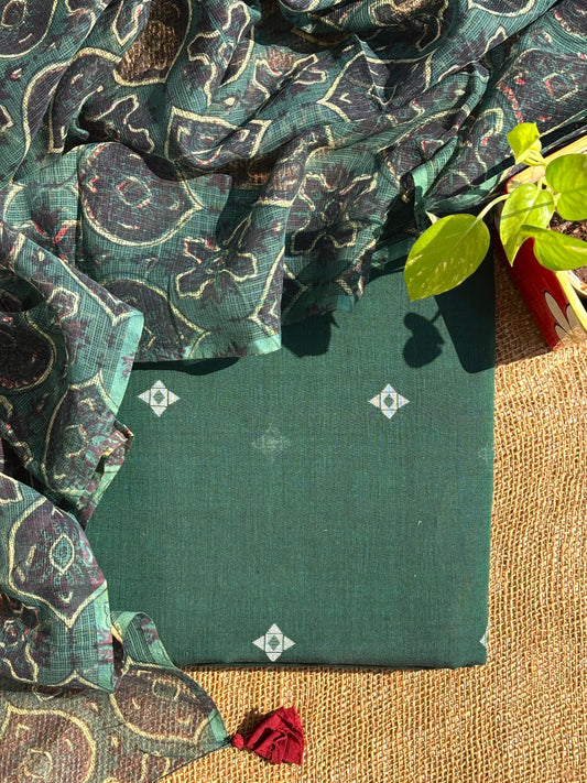 Bottle Green Jamdani Set