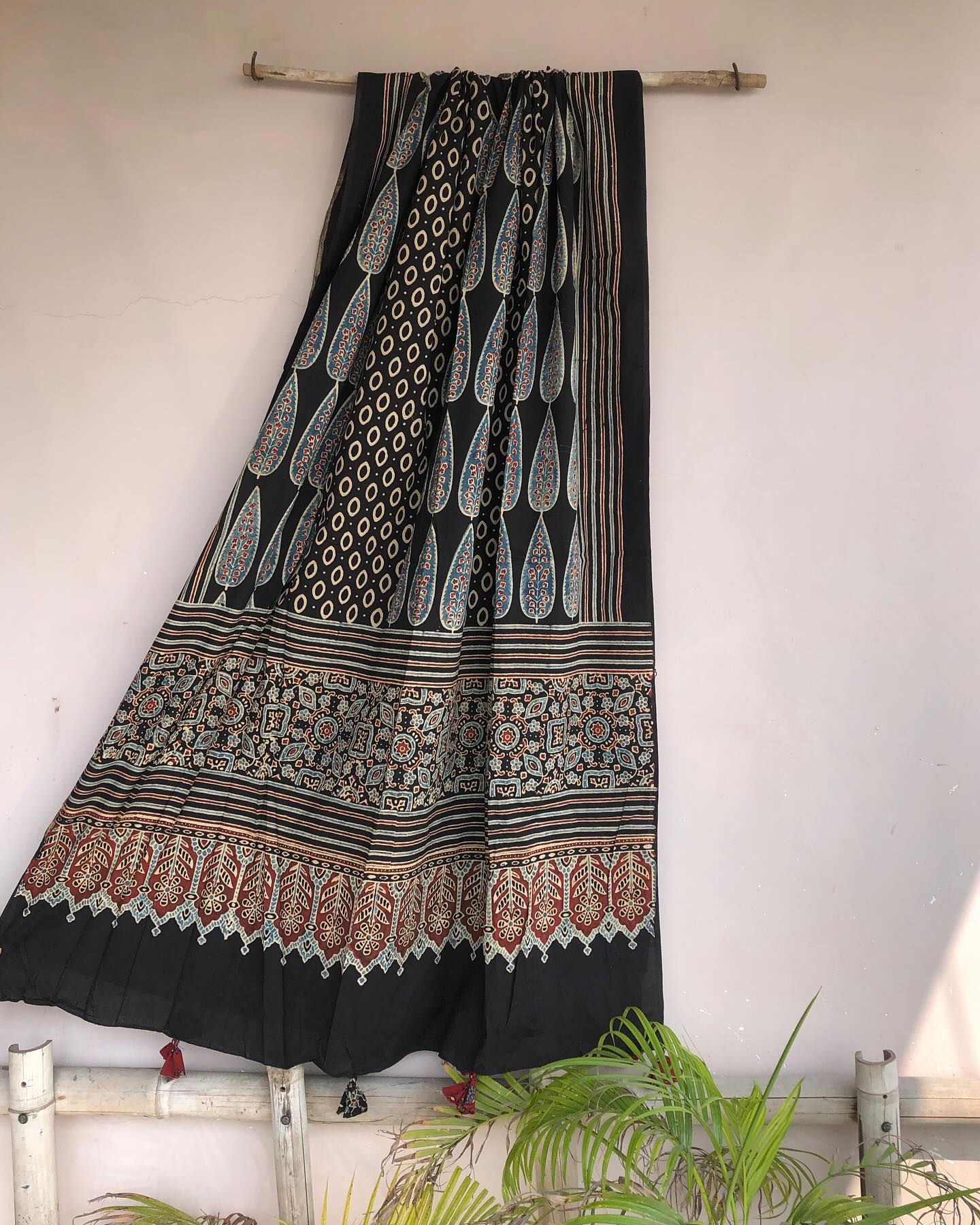 Black Ajrakh Print Cotton Dupatta