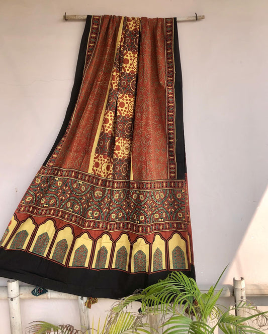 Rust Ajrakh Print Cotton Dupatta